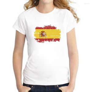 Kvinnors T -skjortor Den berömda tjurfäktningen National Spain Flag Women Shirt Kort ärmfans som hejar på bomull