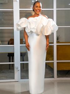 Sıradan elbiseler beyaz parti elbiseler kapalı omuz fırfırları kadınlar için akşam düğün etkinlik kıyafetleri sonbahar doğum günü elbiseleri büyük boy 4xl 230302