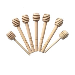 Kaffescoops 100st Xbees Mini Wood Honey Stick Wood Dipper Spoon Strap Rod 230302