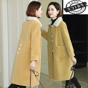 Purs de pêlo feminino Faux Real Sheep Shearing Jackets Women Women Winter Wool Coat Feminino Parka Parka Natural Mink Colar sobretudo LWL13