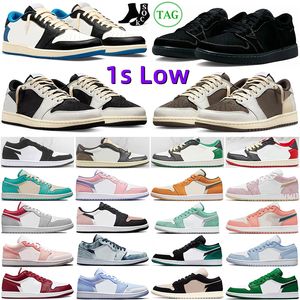 1 Low OG Basketball Shoes Homens Mulheres 1S Black Phantom Reverse Mocha Sail Fragment Voodoo Panda Ice Cream Páscoa Universidade Blue Mens Tênis Esportes