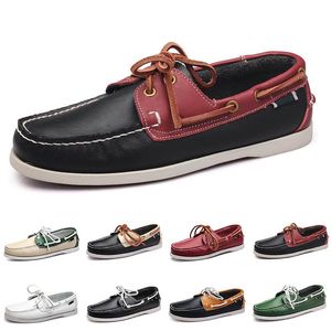 Novos sapatos grandes de vela de veleiros masculinos de sapatos de couro casuais de couro de condução britânica de sapatos únicos, tamanho 40-45 050