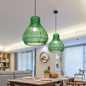 Pendelleuchten Rattan-Lampenlicht Chinesischer Stil handgewebter Bambus für Wohnzimmer Hängeleuchte Esszimmer