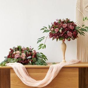 Dekorativa blommor 100st konstgjorda växter Enkel grön simulering Blad Fashion Silk Diy Decoration for Wedding Project