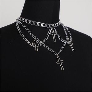 Choker Punk Gothic Halloween Simple Cross Pendant Necklace Chain Women Clavicle Jewelry
