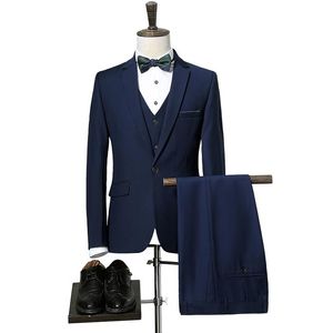 Men's Suits Men Slim Fit Jacket Pants Vest Tuxedo Wedding Coat Trousers Waistcoat Design 2023 Fashion Black Blue Red 4color Male & Blazers