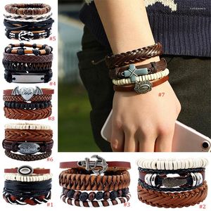 Strand ayarlanabilir erkekler Braclet ahşap çok tabakalı boncuklu dokuma diy bileklik ipi deri braslet takılar xin-