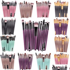 Makeup Pędzle Zestaw podkładu cienia do powiek w proszku eyeliner do rzęs szczotka kosmetyka kosmetyczna narzędzie 15pcs/zestaw J1546 DROP PRODICACJA Zdrowie DHL5O