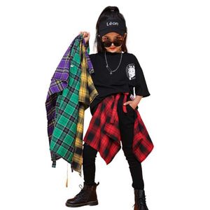 Gonne Streetwear per bambini Hip Hop Plaid Grembiule Gonne Bambini Moda Casual Asimmetria Gonna per Ragazzi Ragazze Stage Abbigliamento Costumi T230301