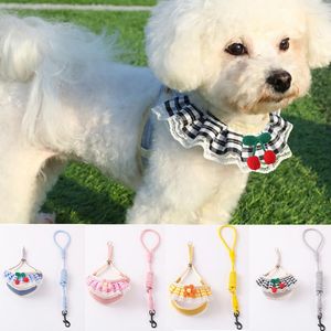 Dog Collars Cute Cartoon Ruffled Lace Cat Bib Harness Leash Set Adjustable Pet For Small Puppy Chest Strap Kitty Accessories