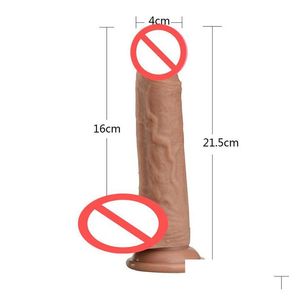 Andra hälsoskönhetsartiklar hudkänsla realistisk penis super enormt sile dildo med sugkoppleksaker för kvinna kvinnlig onani c dhvu5