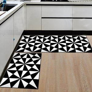 Mattor 2st/set svartvita flanellgolvmattor för kök mot halkfria barn sovrum mattan ingång/hallområde matta