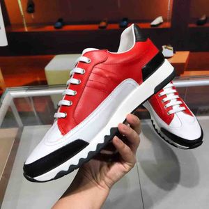 Italy designers Men casual shoes leather sneaker Trail Farbe Leder Sneakers outdoor lace up trainers outdoor sports rubber sole with box EU38-46