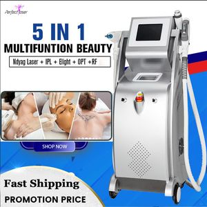 5 I 1 Multifunktion IPL Hårborttagning Face Skin Beauty Machine Opt Ndyag RF Laser Tattoo Remover Acne Treatment Equipment