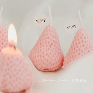 Scented 1PC/4PCS Strawberry Aromatic for Birthday Wedding Candle Party Supplies Home Decorative Photo Props