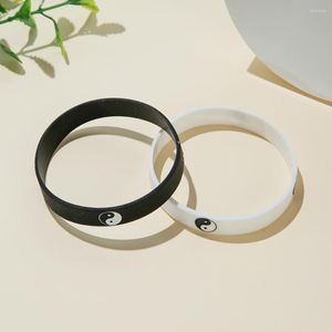 Bangle Simple Fashion Creative Niche Design Tai Chi Chinese Elements Black And White Square Silicone Bracelet For Lover Gift