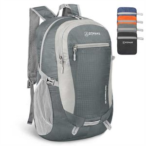 Ryggsäck Zomake 35L Lätt vandring av ryggsäck Vattenbeständig förpackningsbar ryggsäck Dagspack för kvinnliga män