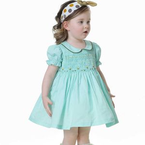 Платья для девочек Gaun Berlipat Bordir Rok Anak-anak Spanyol Pakaian Butik Balita Buatan Tangan Baju Smocking Gaun Putri Lucu