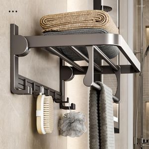 Bath Accessory Set Bathroom Towel Rack Space Aluminum Toilet Holder Shower Room Shelf Pounching Free Light Luxury Black Gold Hardware