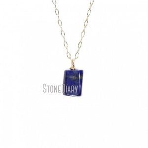 Halsketten mit Anhänger Blaue Lapislazuli-Halskette Geburtsstein Dezember Heilsteinschmuck 14 Karat Gold gefüllte Kette Boho Böhmische HalsketteAnhänger