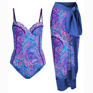 Damen-Bademode, lila, einteiliger Badeanzug, modisches sexy Print-Bikini-Set und Strand-Abdeckung, Dreieck, Retro-Bademode, Damen-Badeanzug, Strandmode, T230303