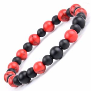 Strand Minimalist Mixed Size Beaded Bracelet Red Turquoises Stone Beads Bracelets Bangles For Women Yoga Jewelry Accessories