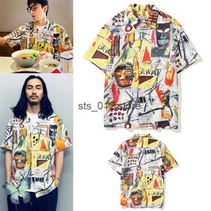 Men's Casual Shirts WACKO MARIA Full Print Graffiti Hawaiian Hip Hop Short Sleeve Shirt T230303