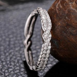 Bröllopsringar Caoshi Fancy Twist Design Finger Ring Bridal Accessories Brilliant Zirconia Stone Jewelry for Propoal Ceremony Party