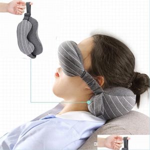 Cuscino Collo Maschera per gli occhi Viaggio Outdoor Cuscino portatile Volo Riposo per il sonno Ombreggiatura Occhiali Benda Ombra Bh51 Drop Delivery Home Garde Dhqu2