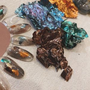 Tırnak Sanat Dekorasyonları Alüminyum Folyo Kağıt Düzensiz Glitter DIY Manikür UV Jel Lehçe Altın Gümüş Teneke Çiviler Dekorasyon Araçları Aksesuarlar