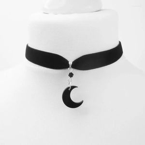 Choker Gothic Limited Black Velvet Moon Bead Halsband Grunge Jewelry Gorgeous Women Punk Gift Statement Goth