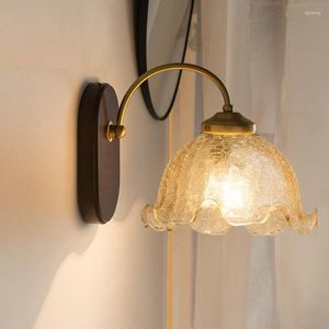 Vägglampa nordisk trä sconce e27 retro sängen vintage inomhus belysning sovrum vardagsrum för heminredning led med pluggfixtur