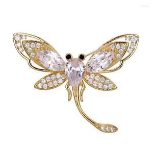 Spille WEIMANJINGDIAN Marca Arrivo Placcato Oro Sparkly Cubic Zirconia Cristallo Libellula Spilla Pin Gioielli Regali