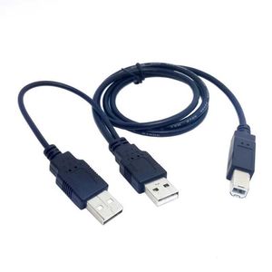 USB 2.0 En hane till M-M med Power Y-kabel Dubbel dubbel enkelskrivare för bärbar HDD-kapsling 80 cm