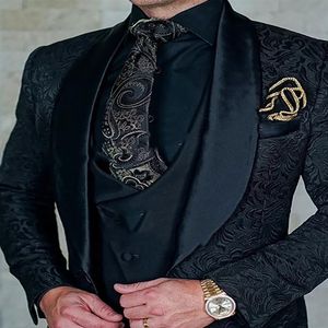 Mens Wedding Suits 2020 Italian Design Custom Made Black Smoking Tuxedo Jacket 3 Piece Groom Terno Suits For Men246C