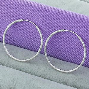 Creolen Hohe Qualität 925 Silber Schmuck 35 MM Peeling Kreis Für Frauen Mädchen Trendy Ohrring