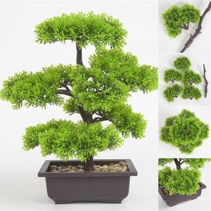 Kwiaty dekoracyjne sztuczne rośliny sosna bonsai mały garnek drzewa fałszywy ozdoby donite