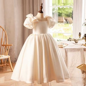 Girl's Dresses 2023 Evening Dress for Kids Baby Girls Luxurious Plain White Ball Gowns Teens Princess Dresses for Piano Performance Birthday