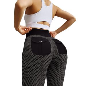 Kadın Tayt Katı Seksi Push Up Kadın Fitness Giyim Yüksek Bel Pantolon Kadın Egzersiz Nefes Alabilir Sıska Siyah Cep