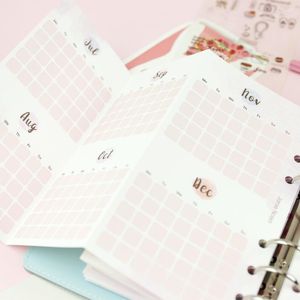 Fromtenon Pink Cute Monthly Planner Wkładki A5 A6 A7 Notebook Wpełszcza Papiery Filler 2023 Agenda School Prywerery