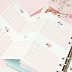 FromThenon Pink Cute Monthly Planner Inserts A5 A6 A7 Notebook Refill Filler Papers 2023 Agenda School Stationery