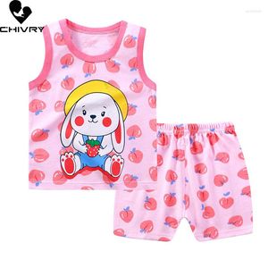 Clothing Sets 2023 Kids Boys Girls Summer Cute Cartoon Sleeveless Vest Tank Tops With Shorts Toddler Baby Sleeping Pajamas