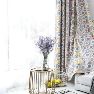 Curtain Color Honeycomb Modern European For Living Room Bedroom Cotton Linen Printed Window Screen Home Decor