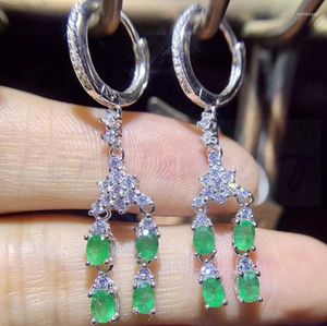 Hoopörhängen Natural Emerald eller Ruby Sapphire Earring 925 Sterling Silver 0.3ct 8st Gemstone #S97901