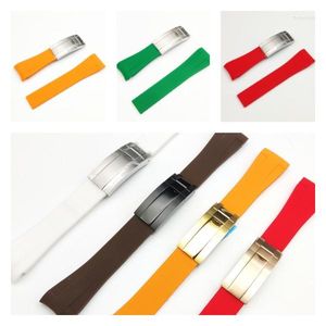 Watch Bands Universal Band Silicone Rubber Waterproof Wristwatch Accessories Strap FOR 20MM Width Arc Mouth Linker Safe Buckle