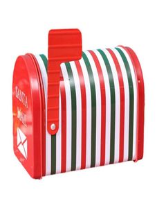 クリスマスの装飾メールボックス形状のギフト収納ボックスレッドアイアン錫装飾サンタクロース雪だるまの印刷容器クッキーキャンディーA3812012