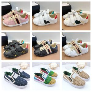 2023 Nyaste barndesigner Casual Sneakers Childrens Tennis 1977 Trainers Girls Tiger Flower Print Ivory Canvas LINEN Fabric Low Cut Fashion Shoes Storlek 24-35