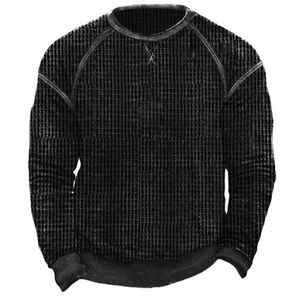 Erkekler Sweaters Y2K Waffle Pullover Örgü Sonbahar ve Kış artı Boyutu Dış Mekan Gündelik Düz Renk Üstü Seyahat 230302 için bir zorunluluktur