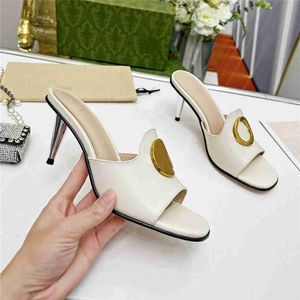 Summer Popular Women Sandals 2023 GGity Luxury Brand Business Dress Wedding Party Leather High Heels Casual Flat Slippers 02-019