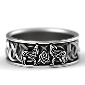 Viking Nordic Mythology Giant Wolf Men Ring Defense Totem Wolf Fashion Hip Hop Rock Unisex Finger Ring Punk Gift